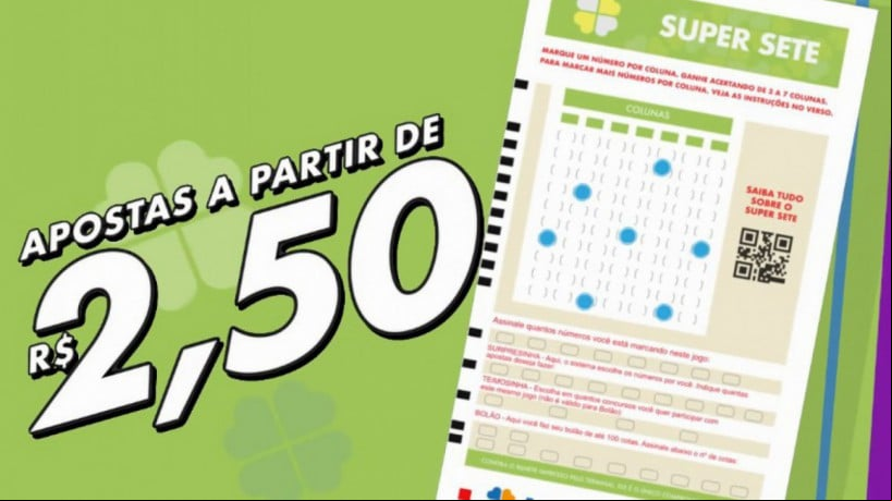 Resultado da loteria Super Sete, concurso 606, hoje, segunda-feira, 07 de outubro de 2024 (07/10/24). Prêmio é de R$ 1,9 milhão 